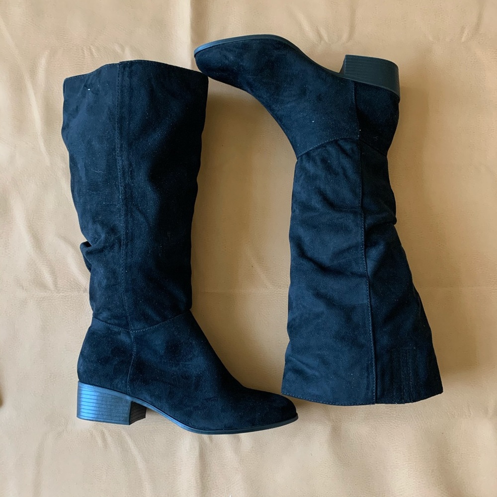 Candie’s Black Calf Height Faux Suede Boots